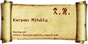 Kerpen Mihály névjegykártya